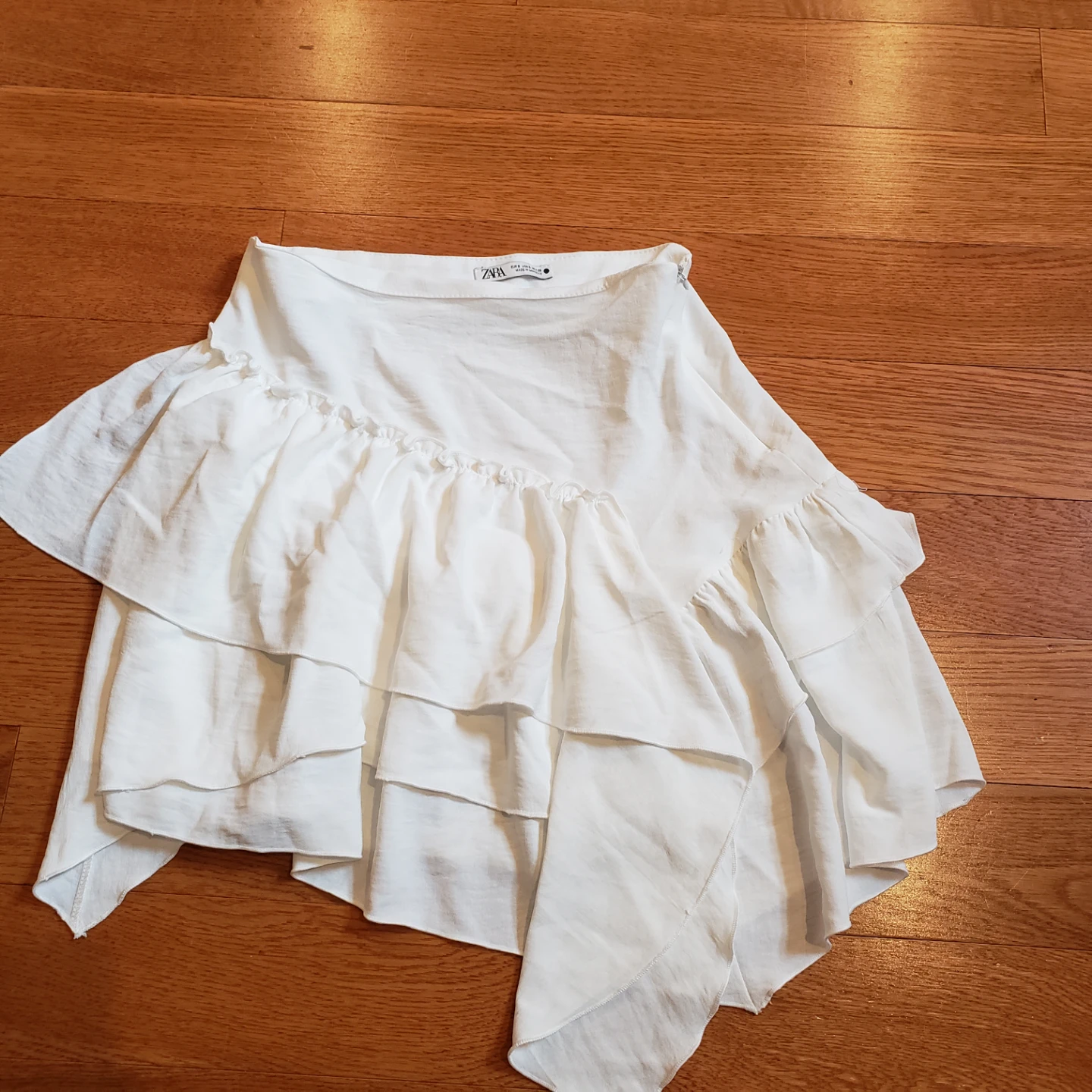 Zara White Ruffle Skirt