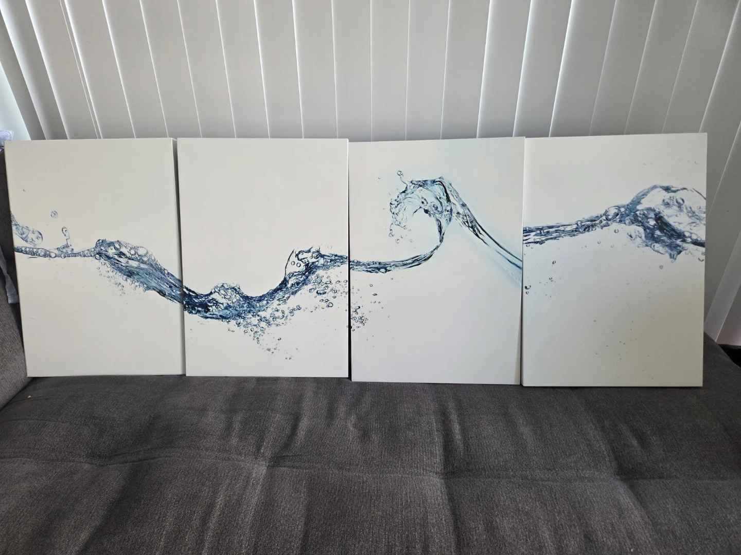 Set of 4 Canvas Wall Art Prints - Water Wave Design - photo 5