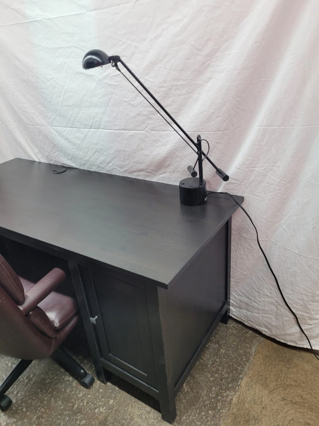 Dark Wood Desk with Chair and Lamp - photo 4