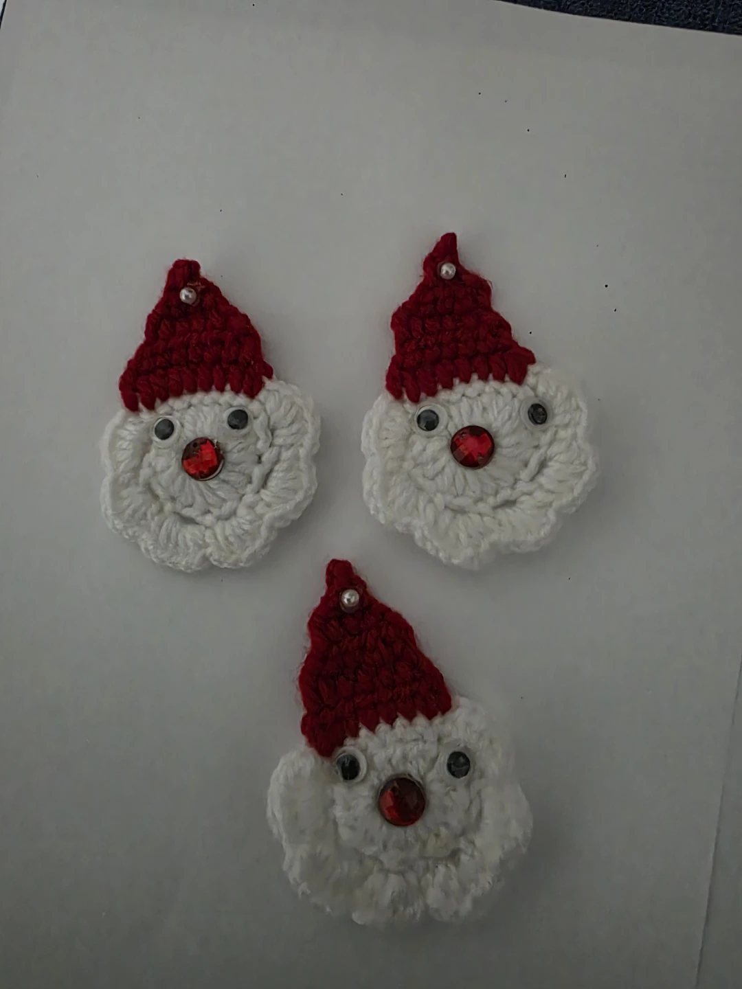 Set of 3 Handmade Crochet Santa Brooches