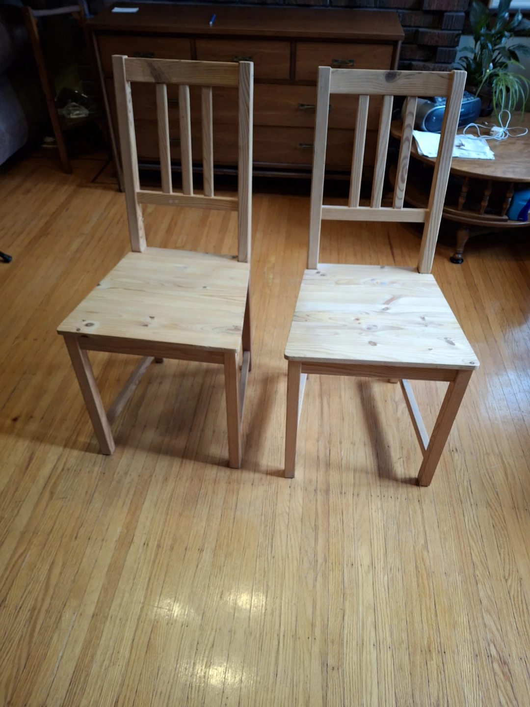 Two Pine Wood Chairs