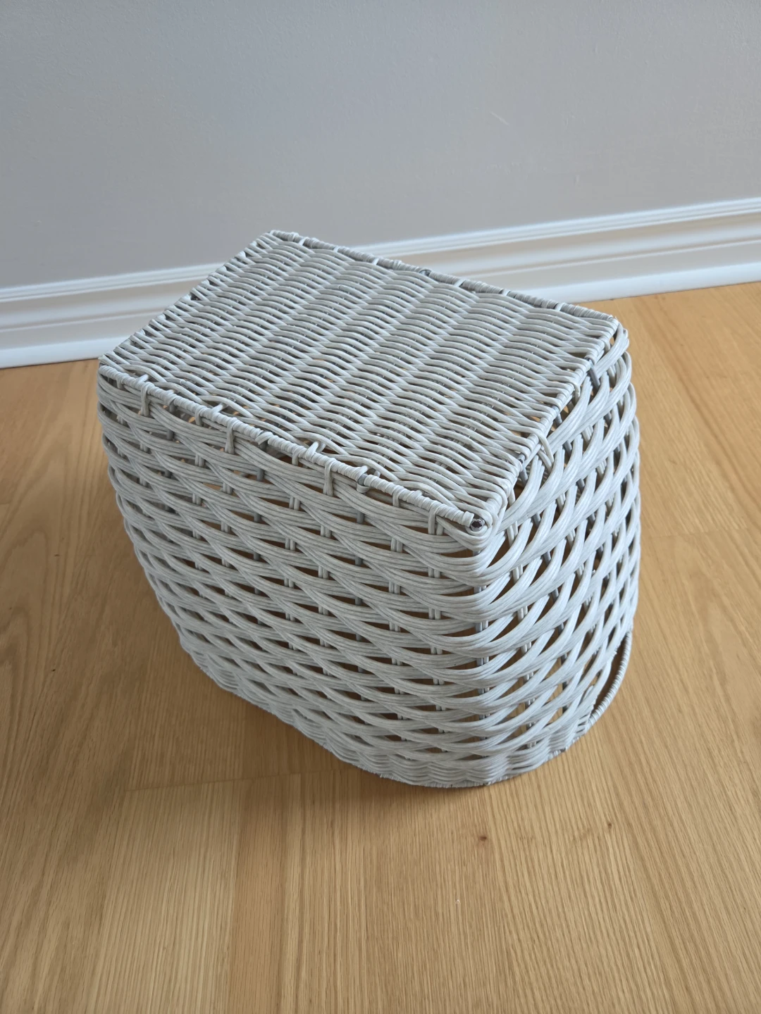 White Woven Storage Basket with Handles - photo 4