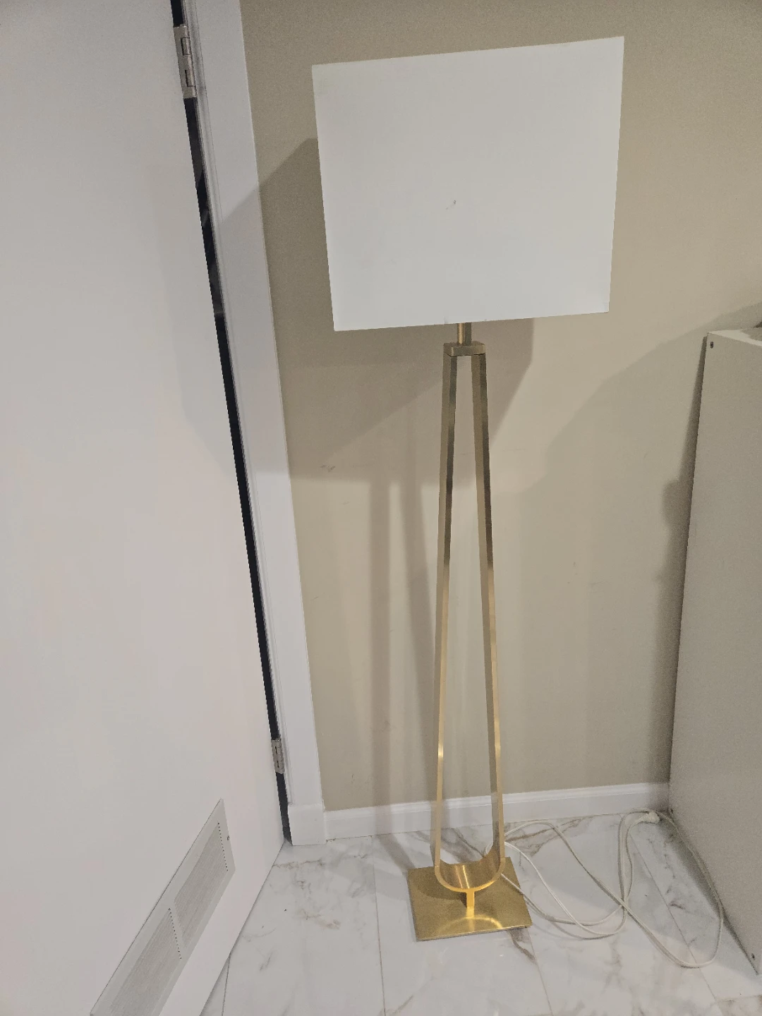 Modern Gold Arc Floor Lamp with White Shade