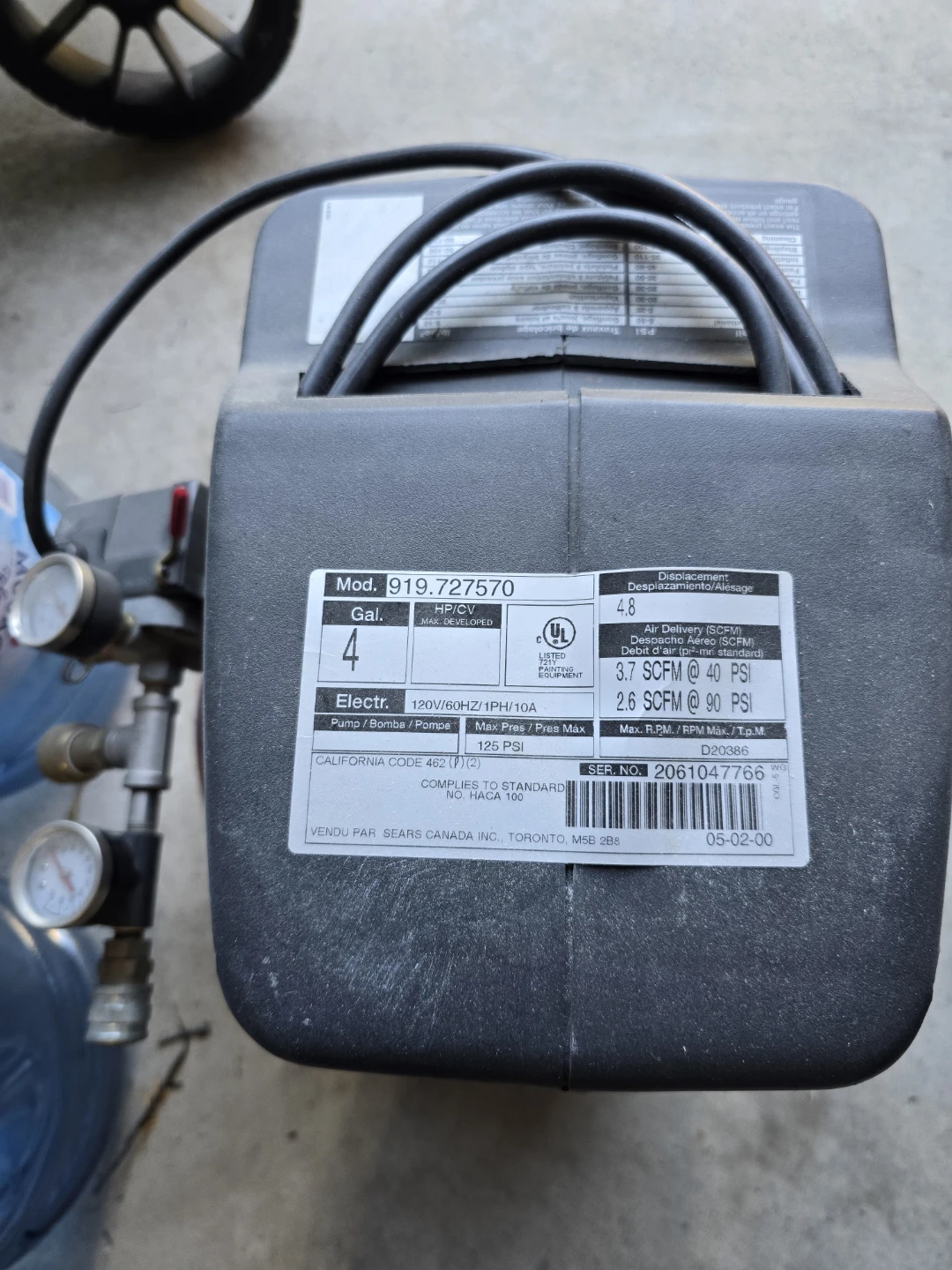 Campbell Hausfeld 4 Gallon Air Compressor