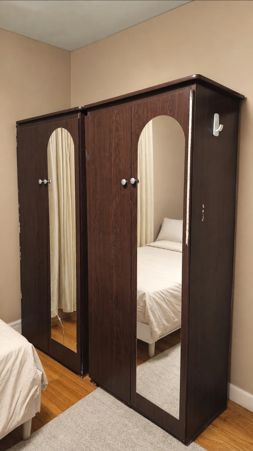 Dark Brown Wardrobe with Mirror Doors