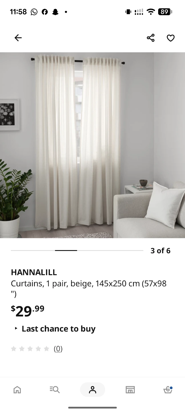 IKEA HANNALILL Curtains - 1 Pair, Beige, 145x250 cm