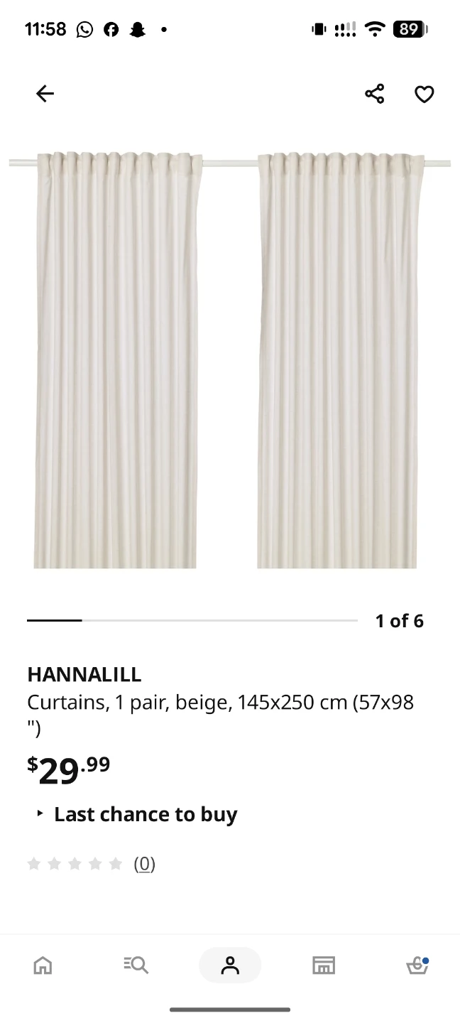 IKEA HANNALILL Curtains - 1 Pair, Beige, 145x250 cm - photo 2