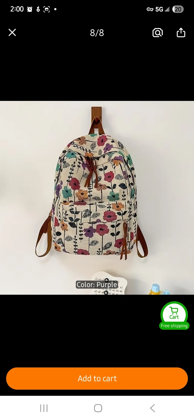 Floral Print Backpack
