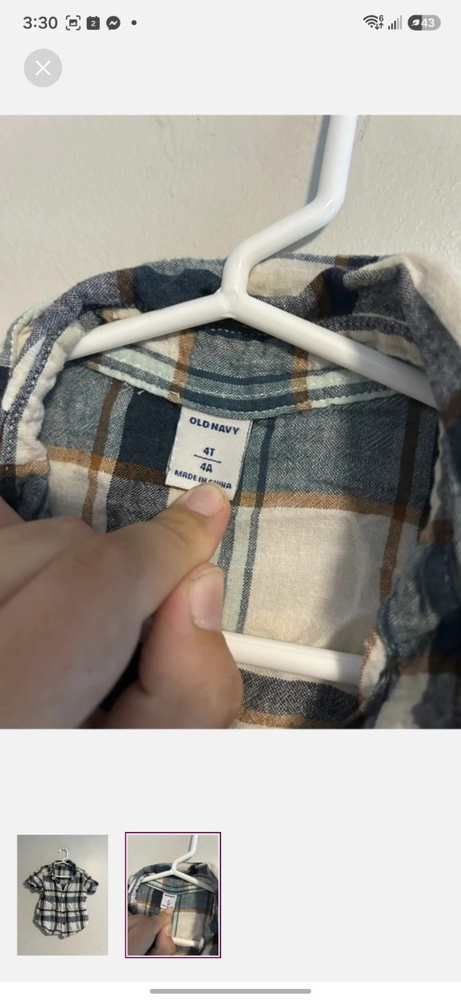 Old Navy Plaid Short Sleeve Button-Up Shirt Toddler Size 4T - photo 2