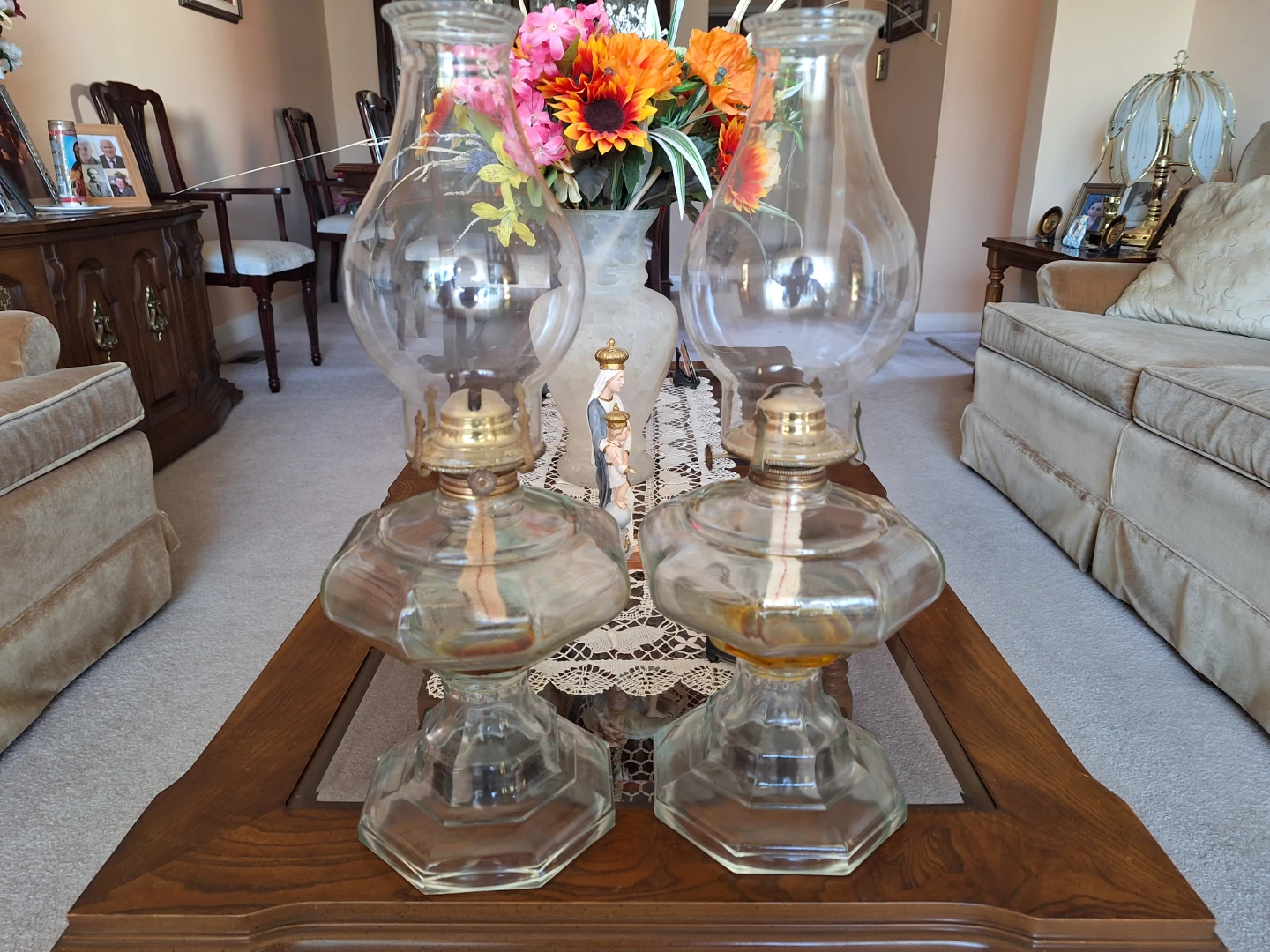 Pair of Glass Oil Lamps