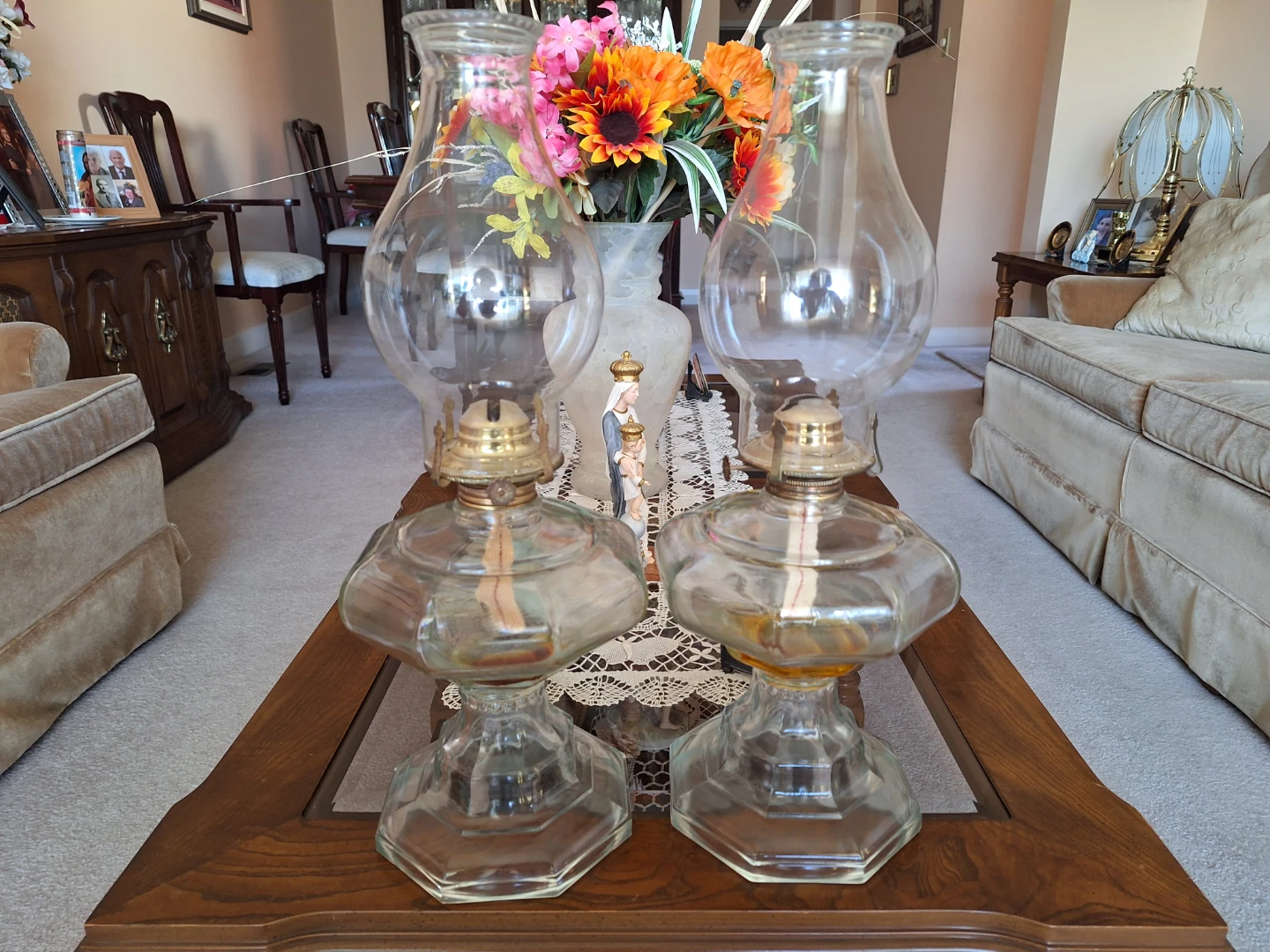 Pair of Glass Oil Lamps - photo 2
