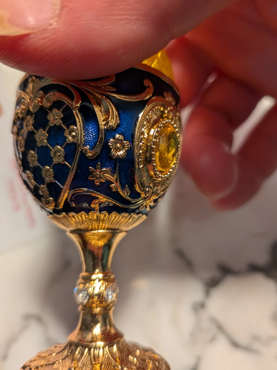 Citrine spere with trinket blue gold chalice - photo 2