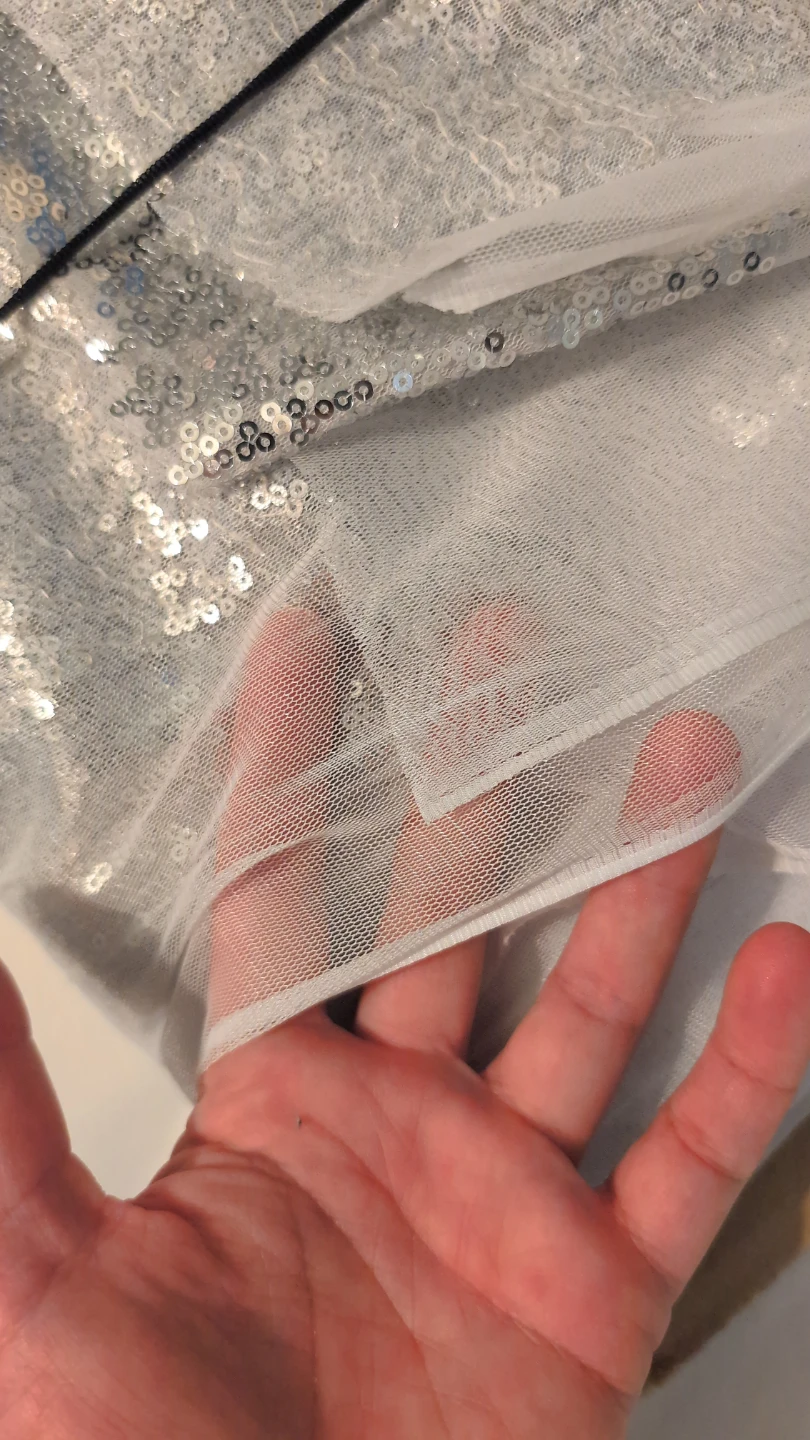 Several Metres Silver Sequined Material - photo 4