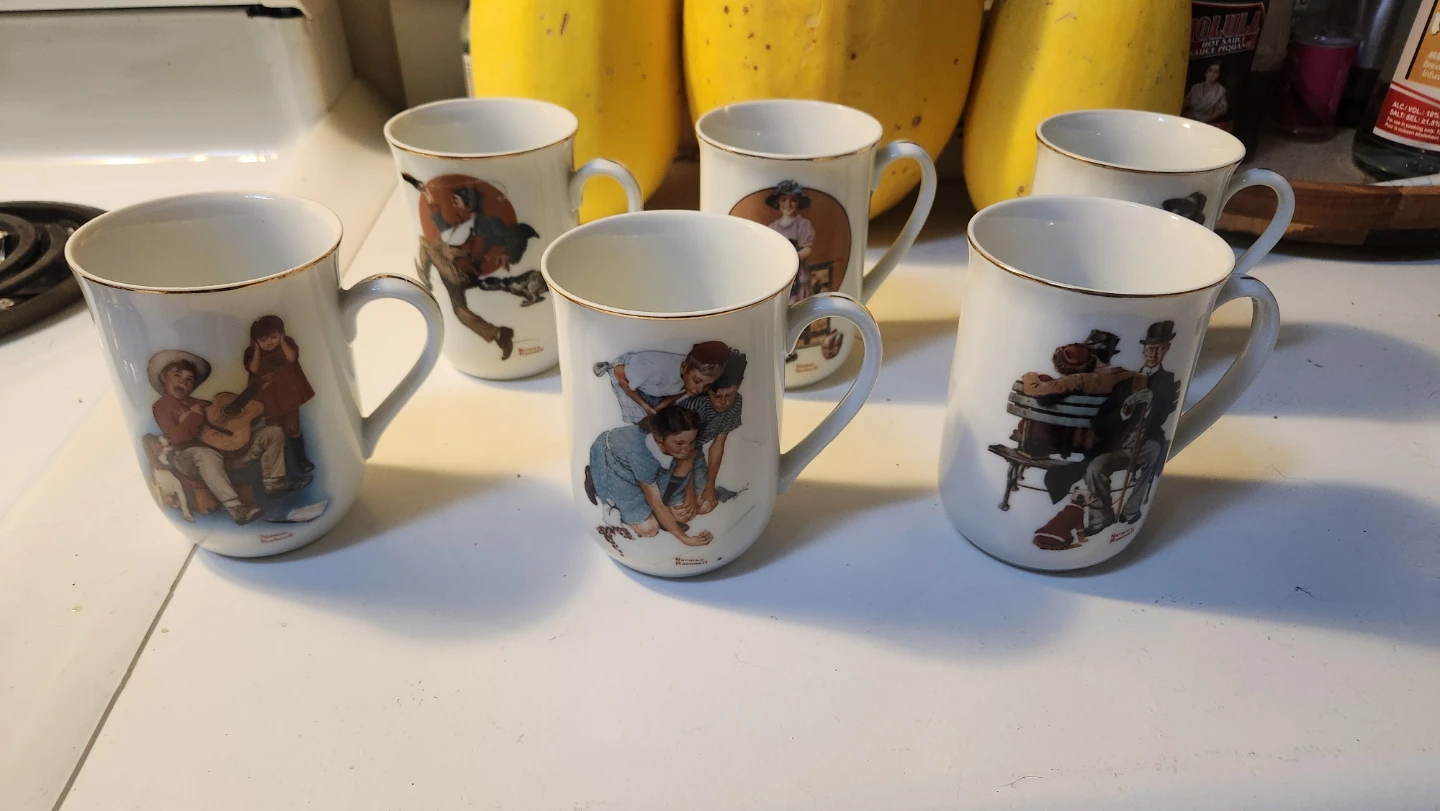 Norman Rockwell Ceramic Mugs 1981 (Set of 6)