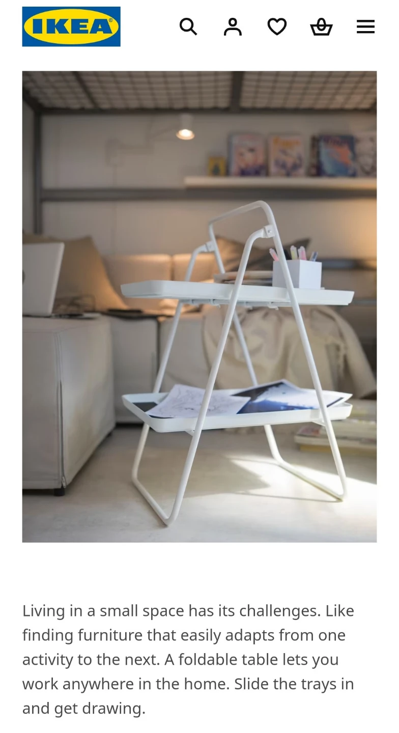 IKEA White Folding Tray Table