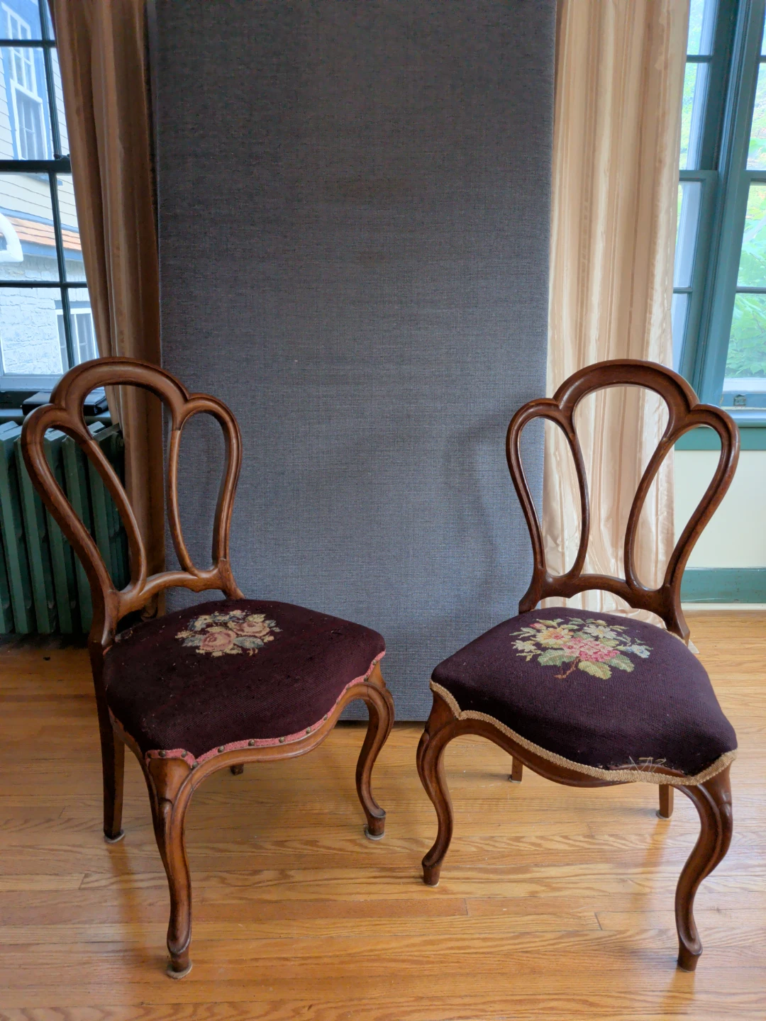 Vintage Needlepoint Accent Chairs (Set of 2)