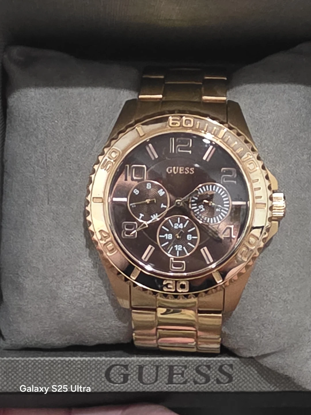 GUESS Rose Gold Watch with Brown Dial