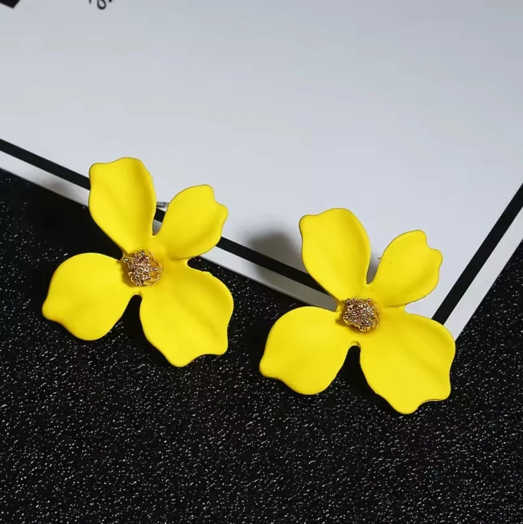 Yellow Flower Stud Earrings