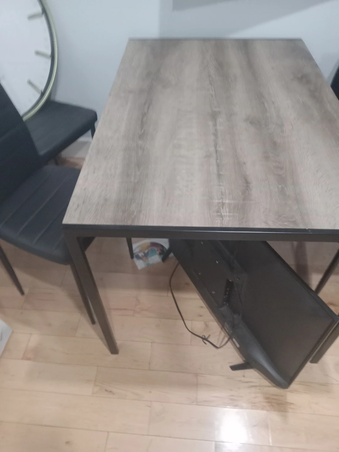 Industrial Style Dining Table with Wood Grain Top
