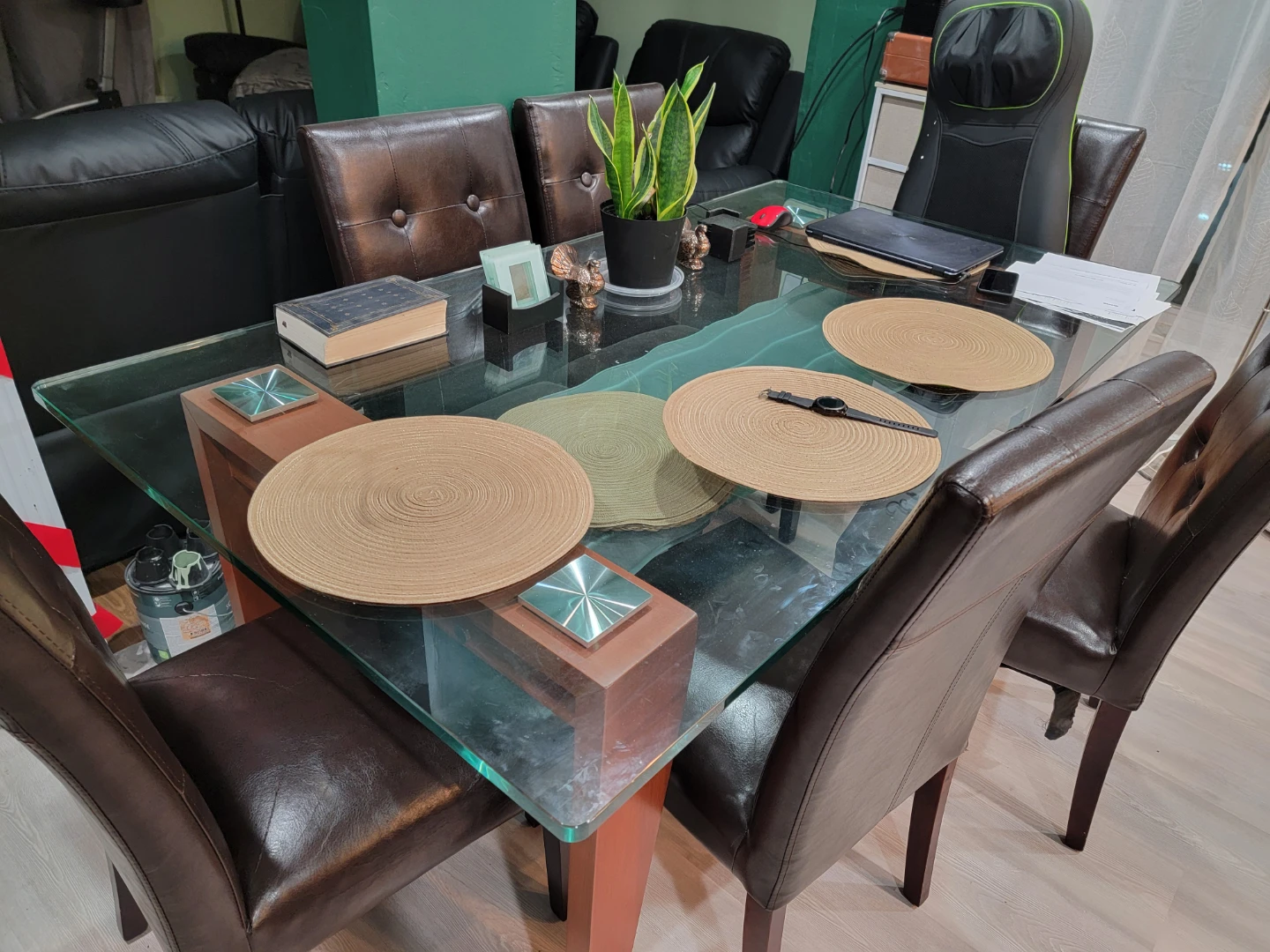 Glass Dining Table with 6 Chairs - photo 2