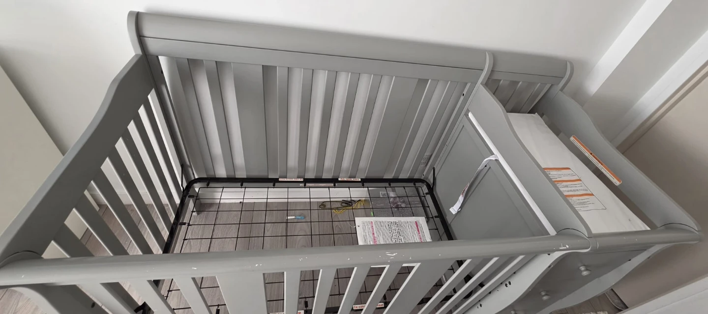 Grey Convertible Crib with Attached Changing Table - photo 3