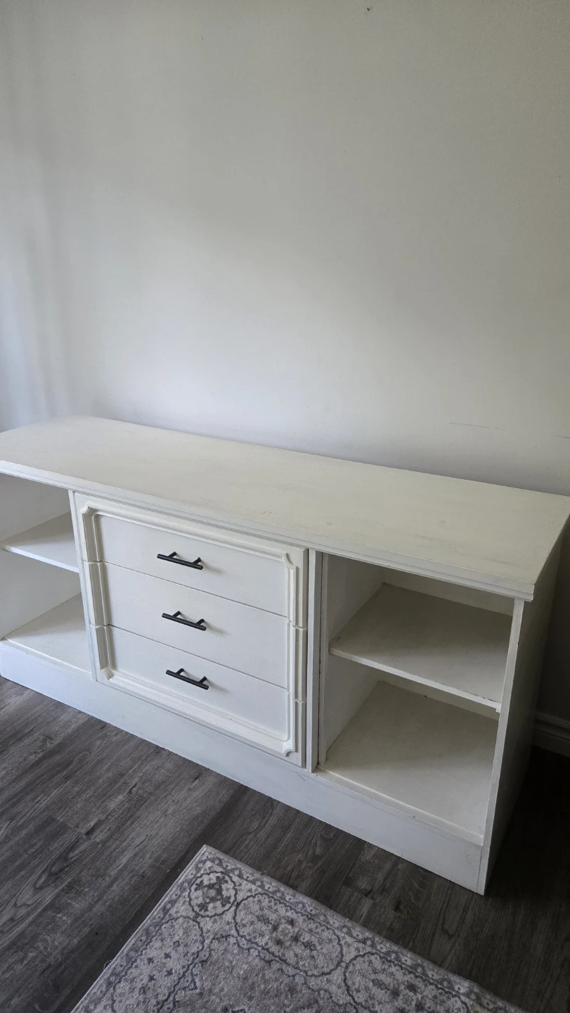 White Media Console with 3 Drawers and Shelves - photo 2
