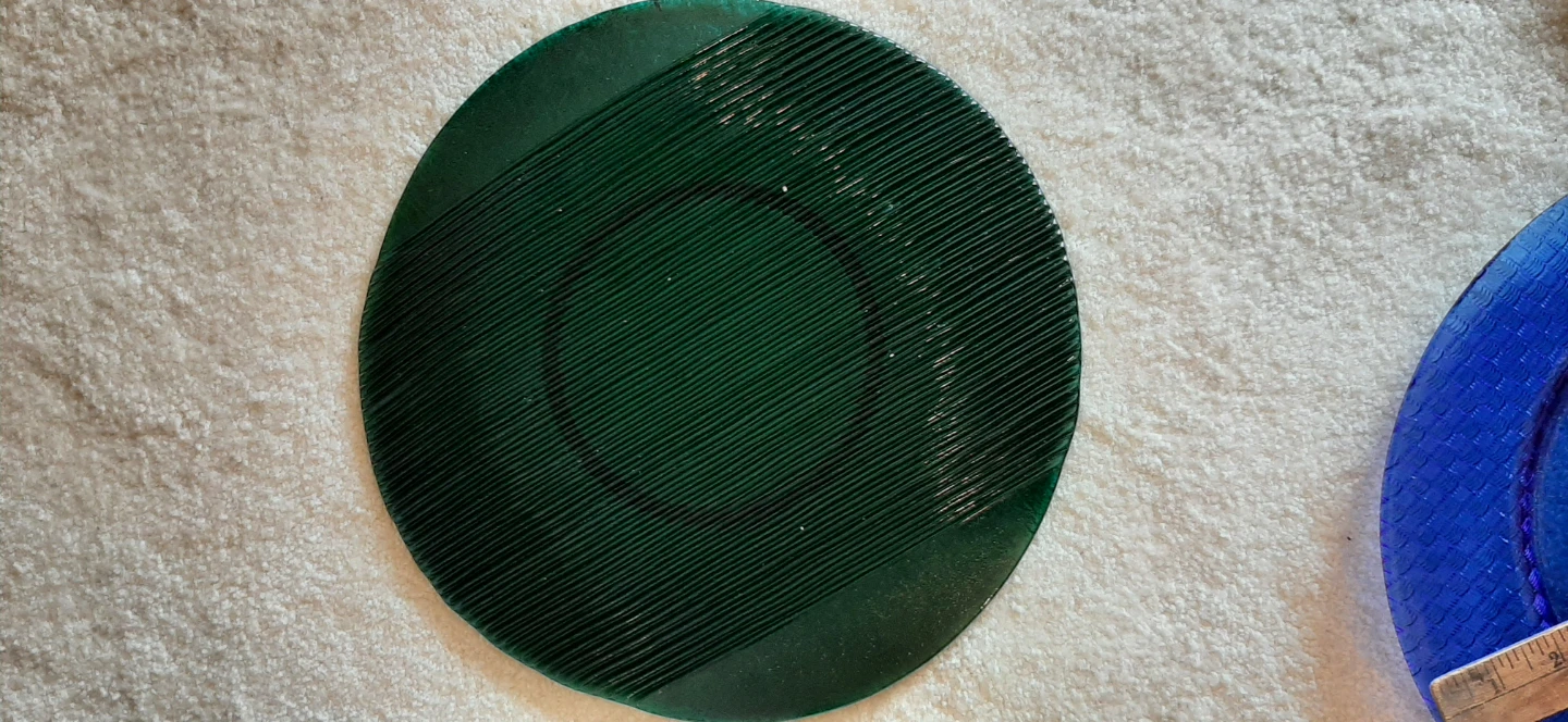 Emerald green ribbed art glass platter - photo 2