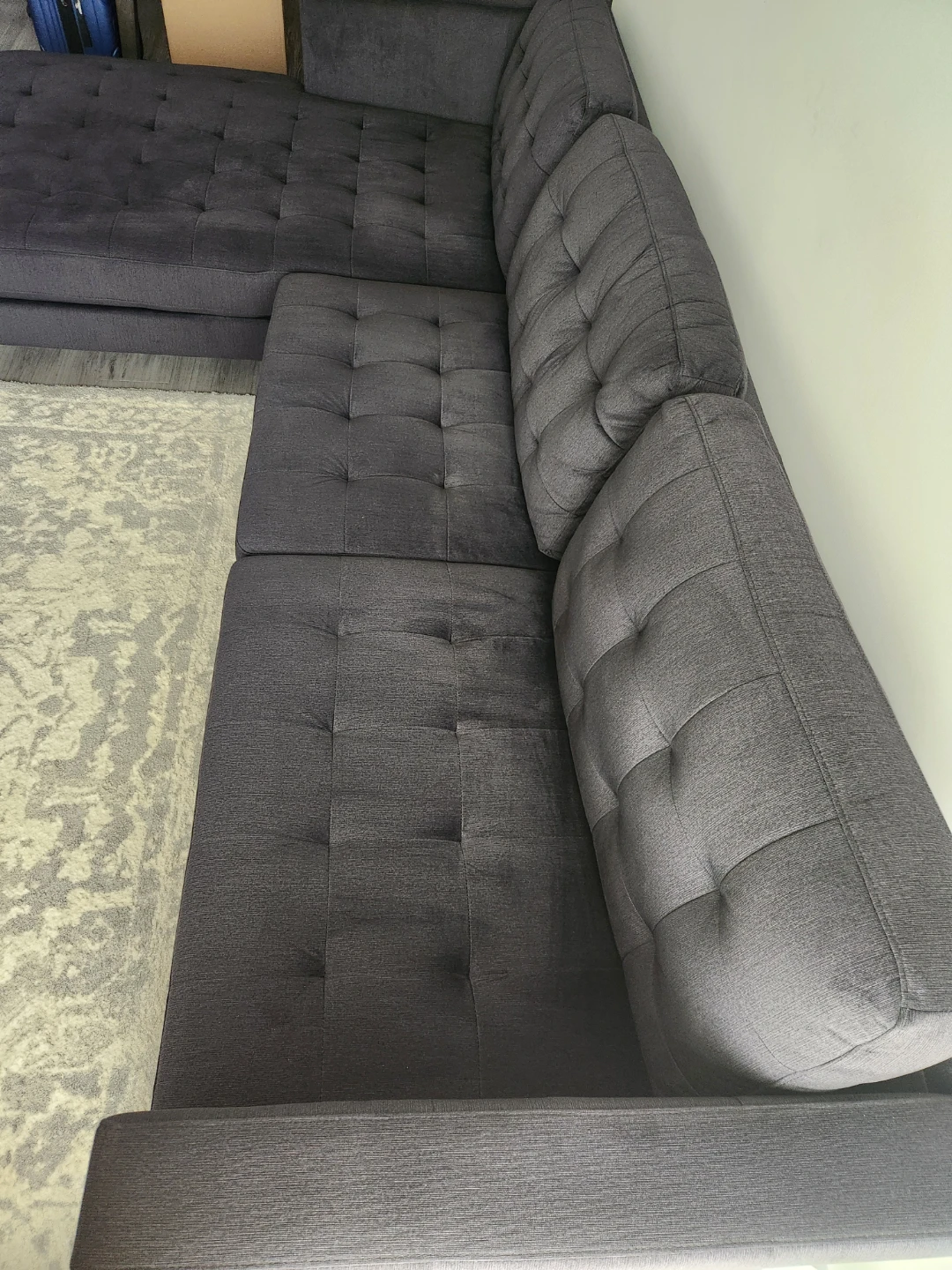 Grey Tufted Sectional Sofa with Chaise - photo 5