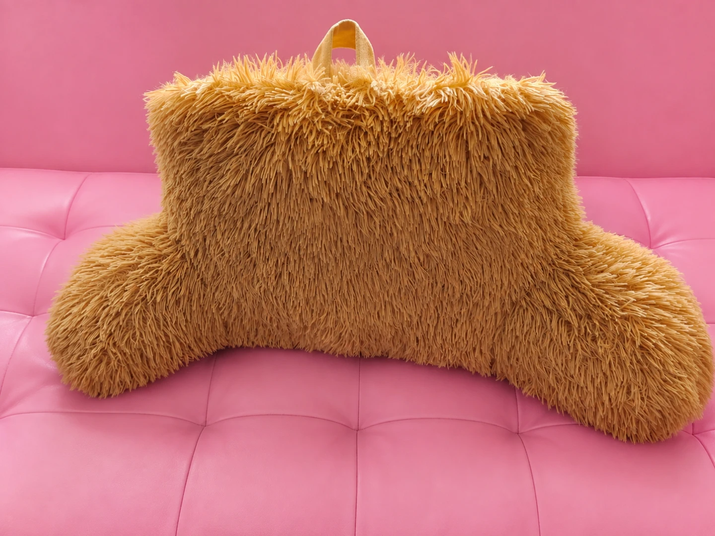 Yellow Shaggy Backrest Pillow