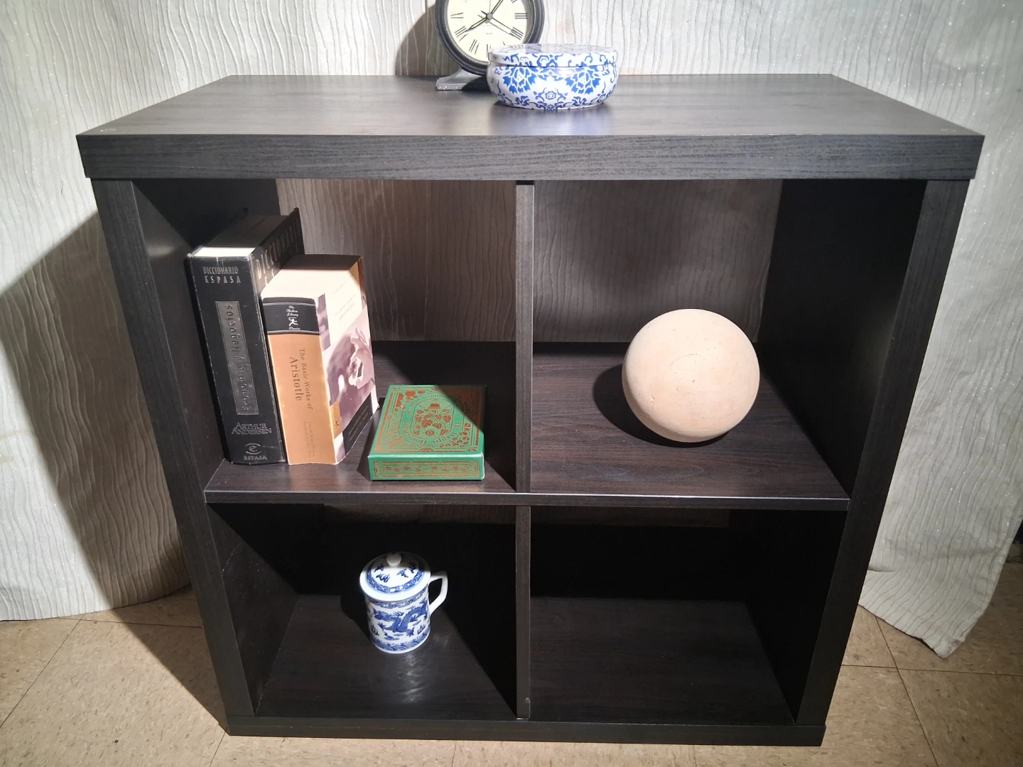 Dark Wood 4-Cube Storage Shelf
