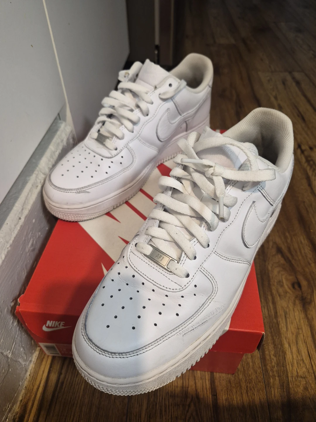 Nike Air Force 1 White Sneakers - Size 11 - photo 2