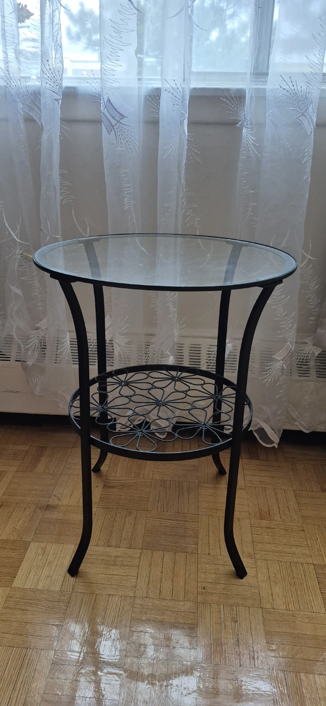 Round Glass Top Side Table