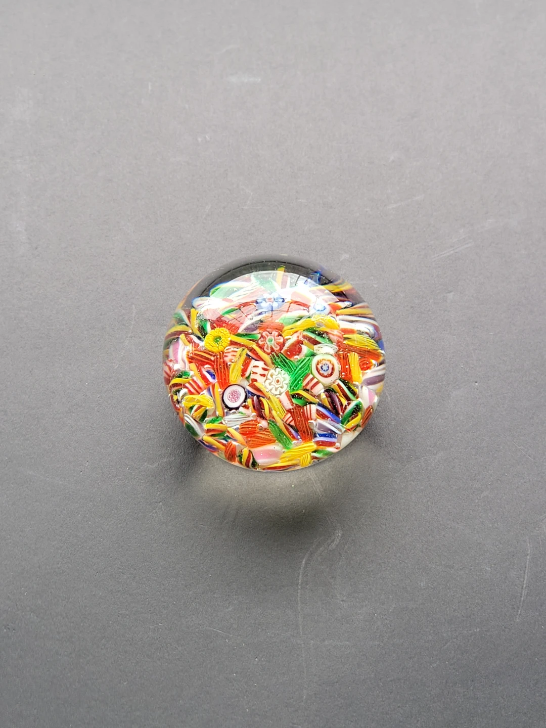 Murano Glass Paperweight with Millefiori Canes