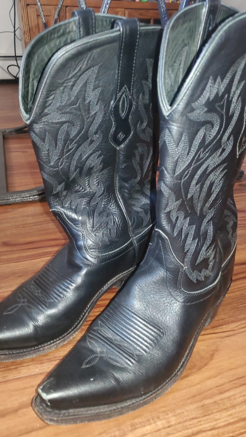 Tony Lama Black Leather Cowboy Boots - photo 2