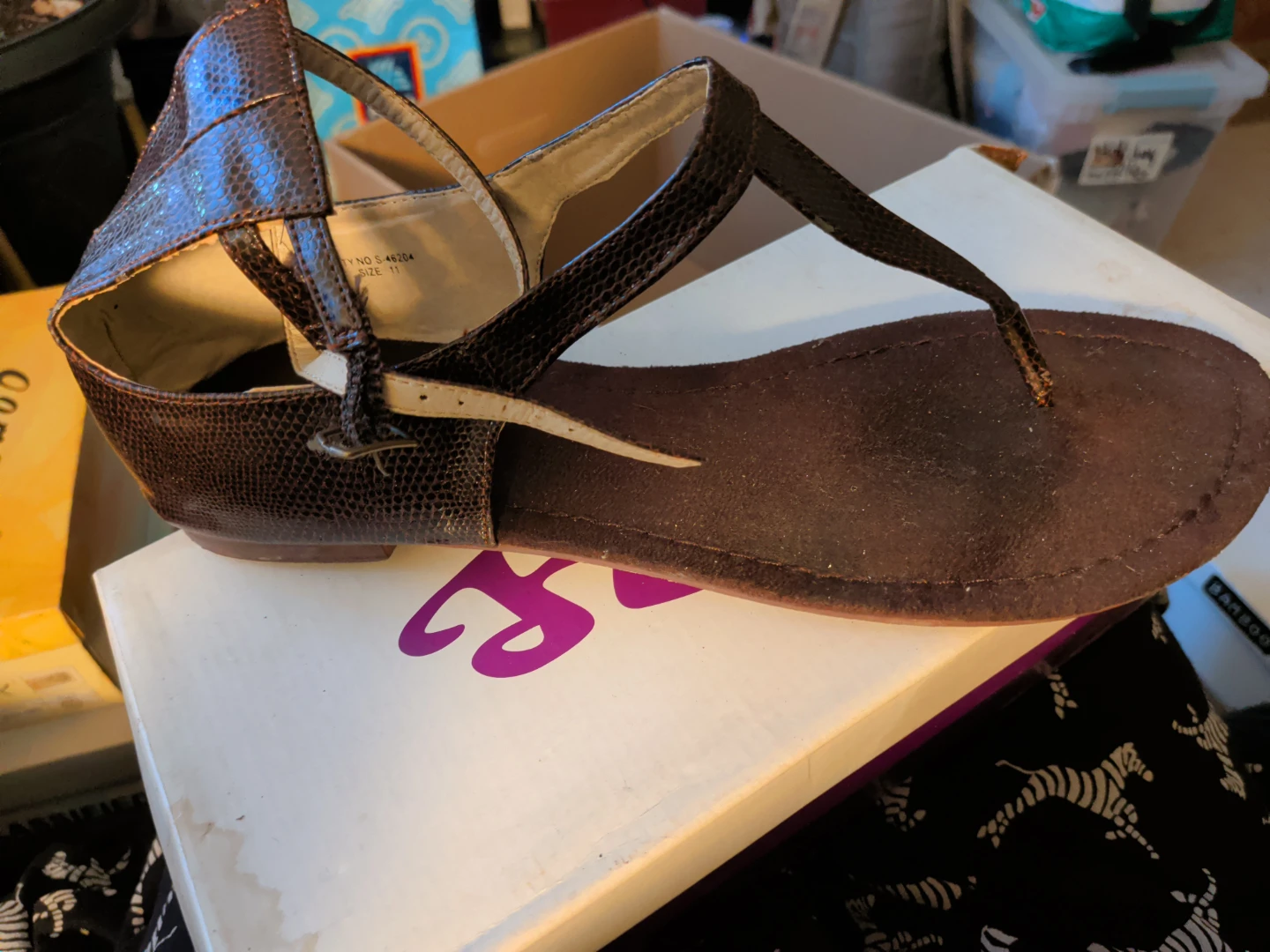 Brown Thong Wedge Sandals Size 11 - photo 2