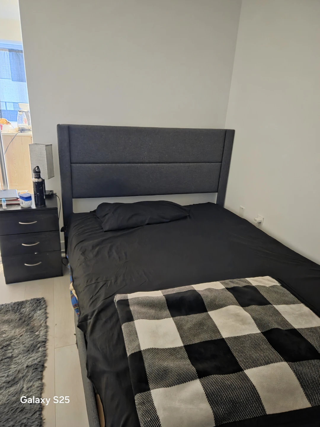 Grey Upholstered Queen Bed Frame with Headboard - photo 2
