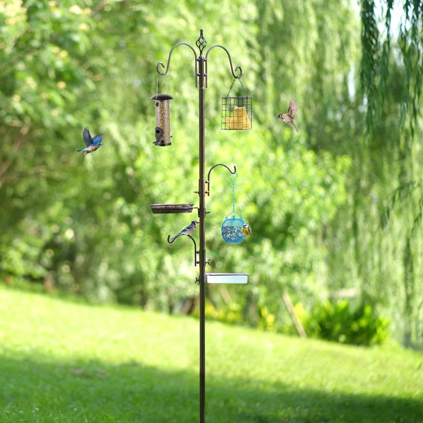 Multi-Tier Bird Feeder Pole with Hangers - photo 4