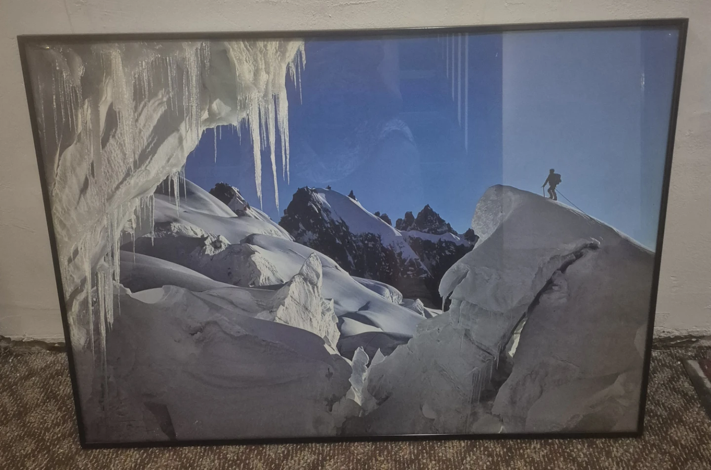 Framed Mountain Landscape Ski Art