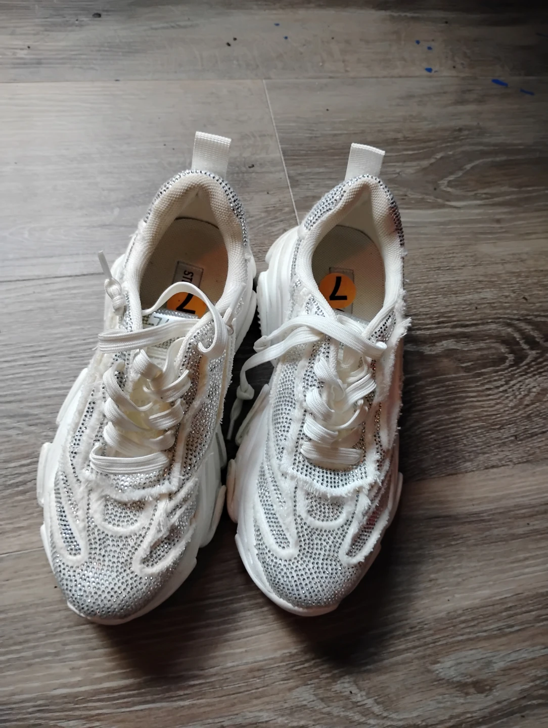 Steve Madden White Rhinestone Chunky Sneakers Size 7 - photo 5
