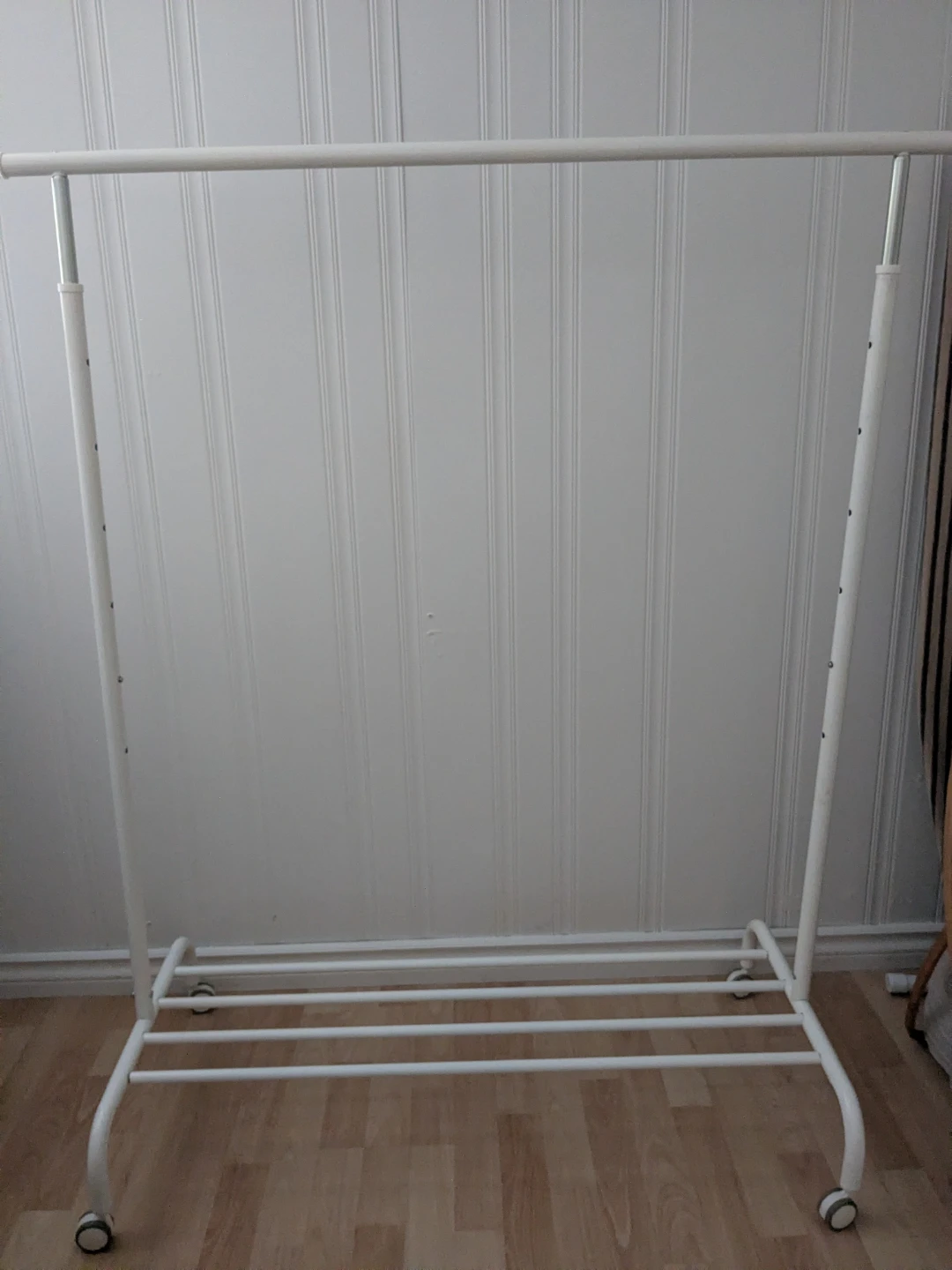 White Rolling Clothes Rack with Shelves
