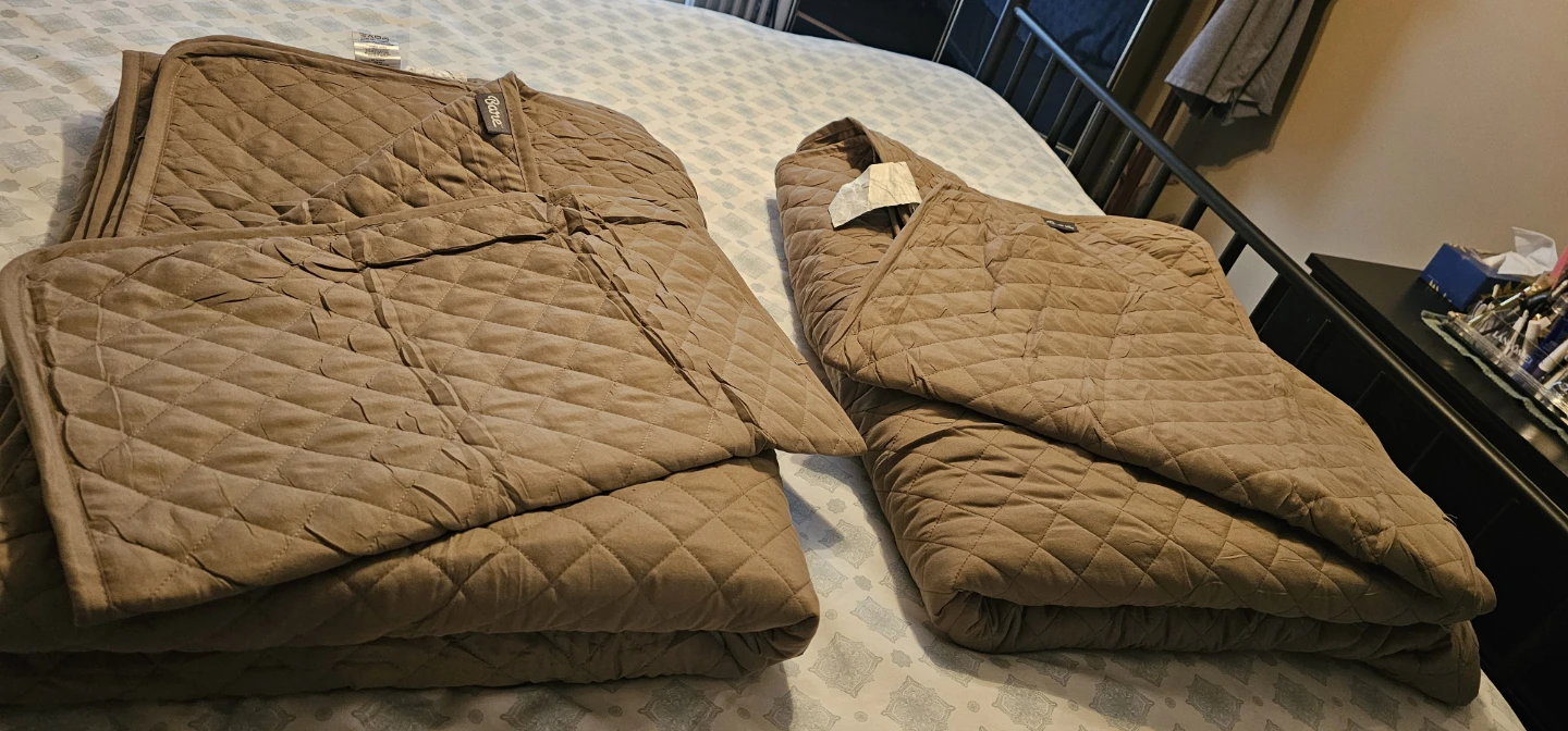 Quilted Throw Blanket Set - Brown