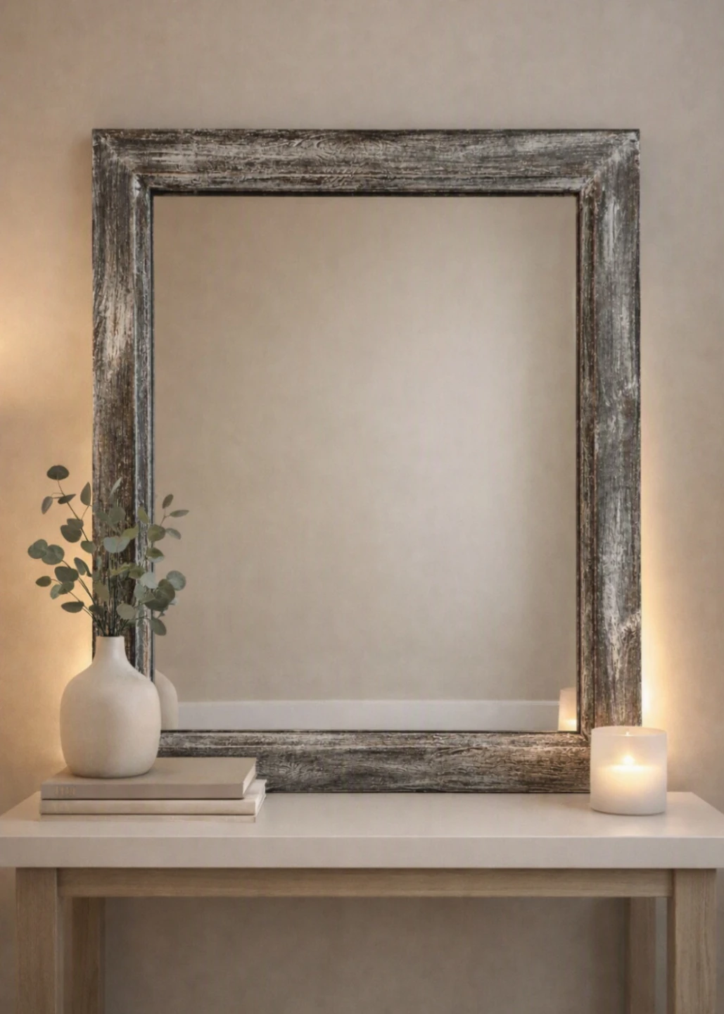 Distressed Wood Frame Mirror