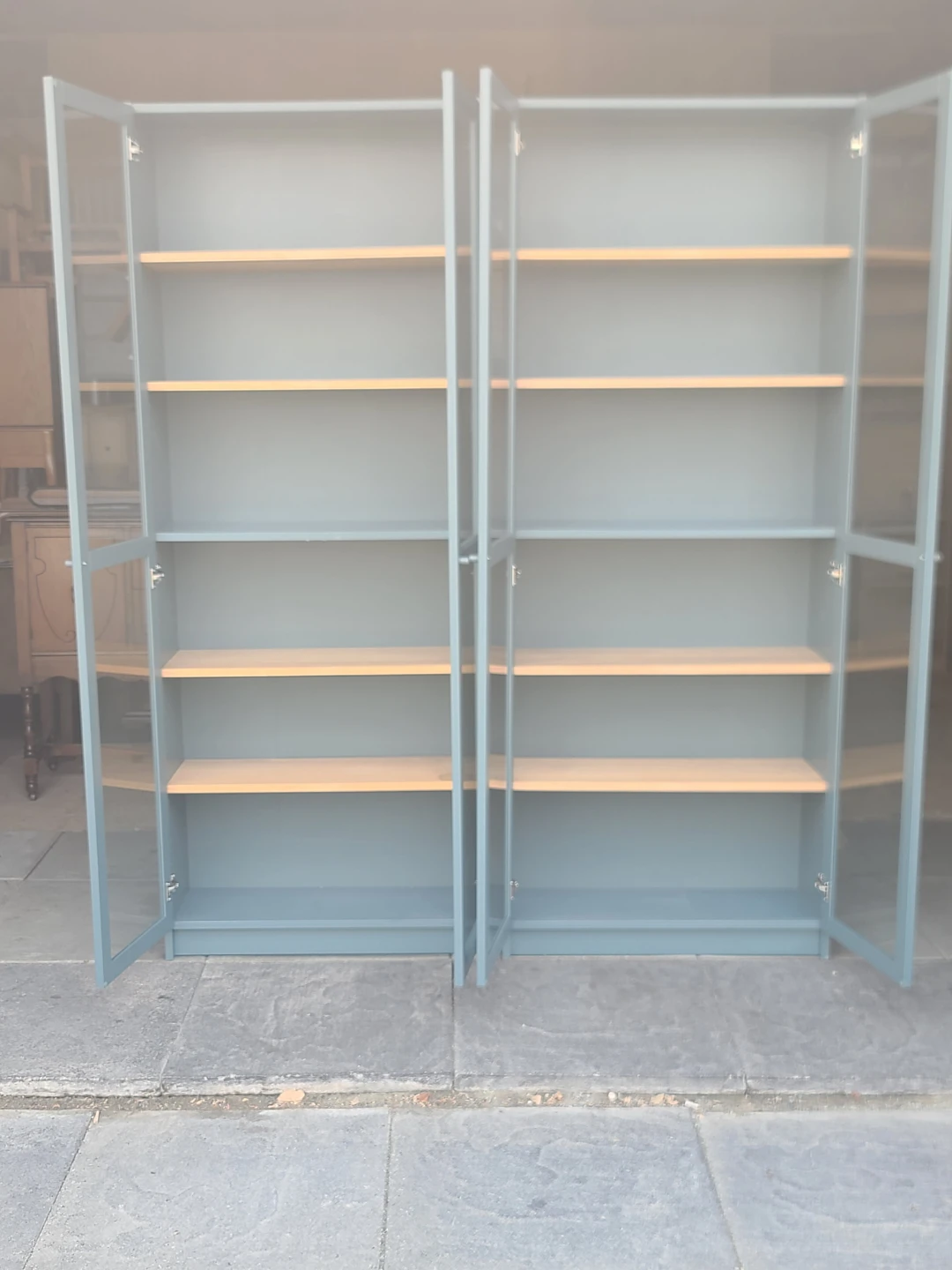 Pair of IKEA Billy Bookcases with Oxberg Glass Doors - photo 3
