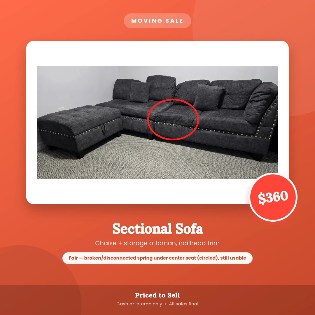 Sectional Sofa with Storage Ottoman