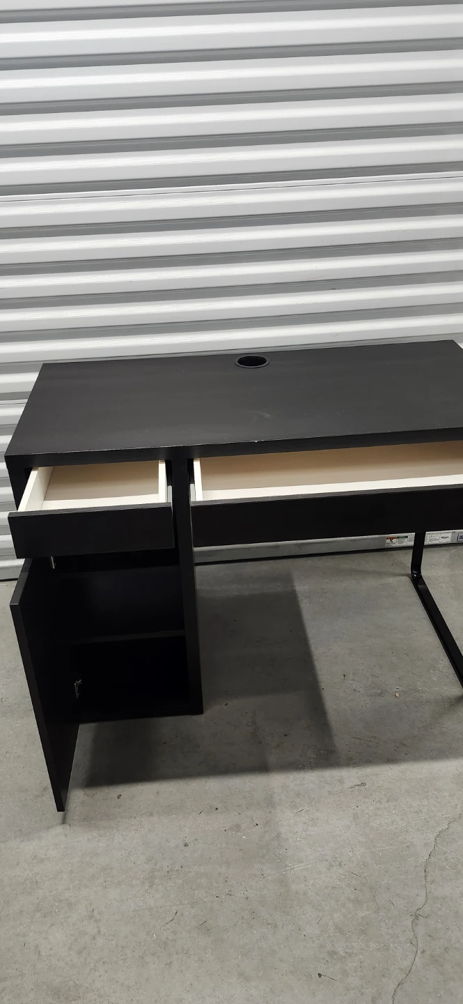 Ikea Black Desk with Drawer and Cabinet - photo 3