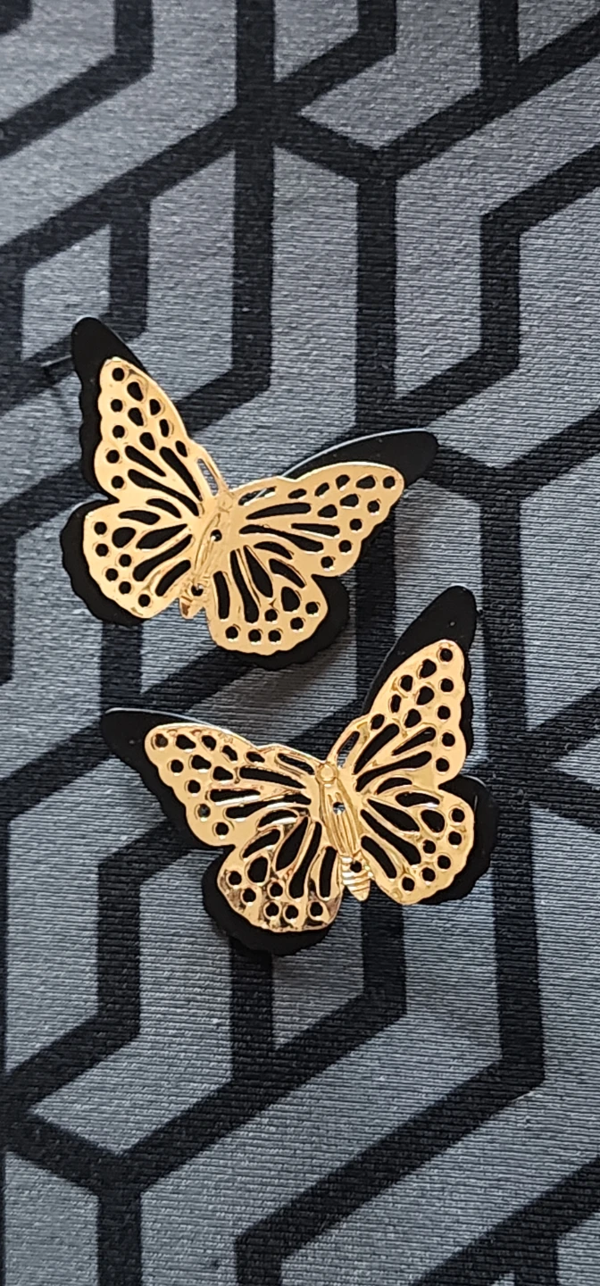 Gold & black Butterfly Earrings