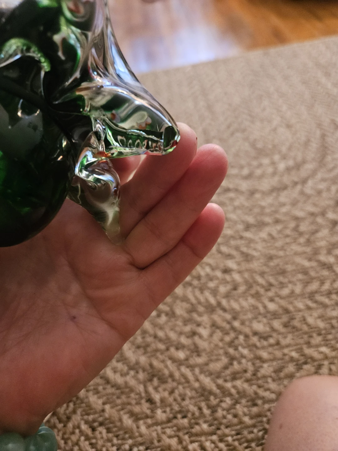 Green Glass Art  Murano. Sculpture Hand Blown - photo 4