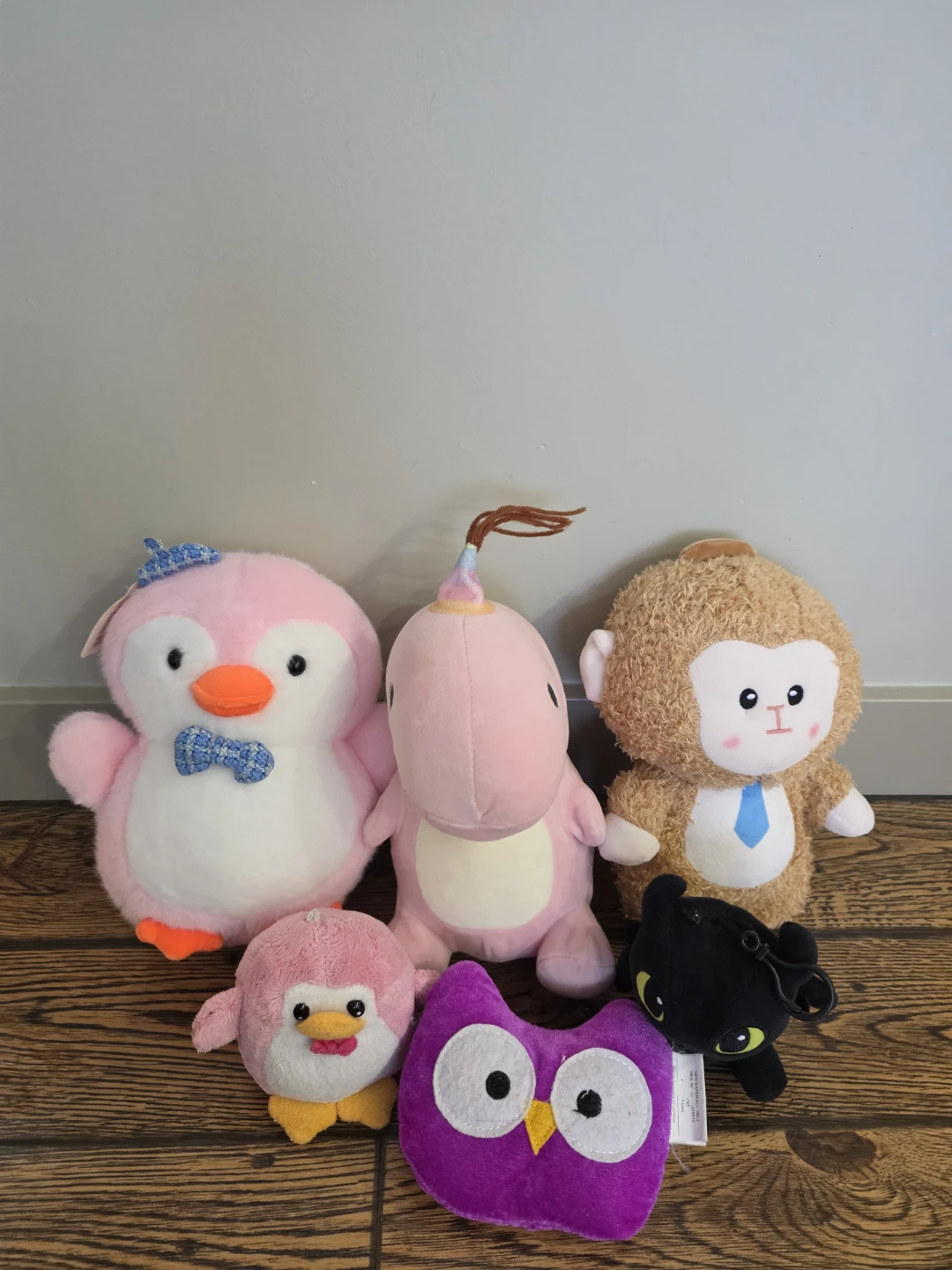 Plush Toy Bundle - Penguin, Dinosaur, Monkey, Owl, and Dragon