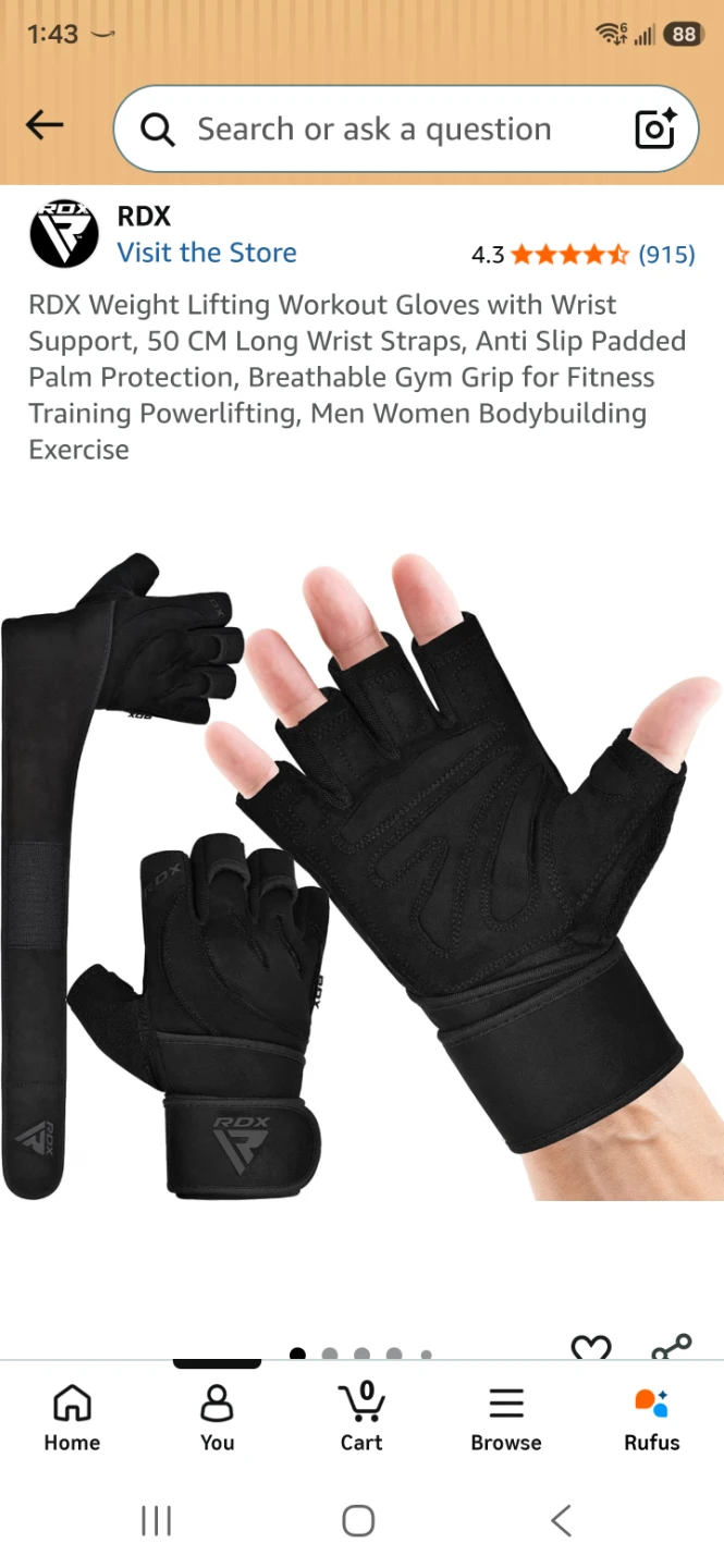 RDX weightlifting gloves (Black) M size - photo 3