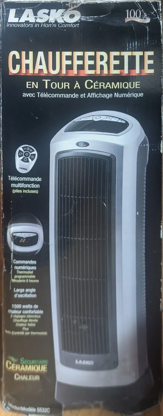 Lasko Remote Control Ceramic Tower Heater (model# 5532C) - photo 3